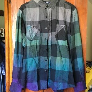 Oversized Grunge Ombré Flannel